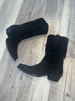 Saint Laurent Paris  Lukas  Western Cowboy Boots   Size 41 black suede