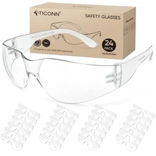 24 Clear Safety Glasses for Men, Safety Goggles with Scratch Impact Resistant...