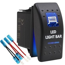 LED Light Bar Waterproof Rocker Switch Toggle - ON/Off Blue LED Light Bar Switch