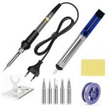 Saldatore a Stagno Kit 60W Temperatura Regolabile 200-450℃ Stagnatore Elettrico