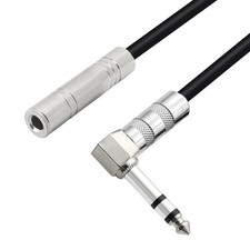 1/4 Inch Stereo Extension Cable Right Angle 6.35mm Male to Female TRS Stereo Aud