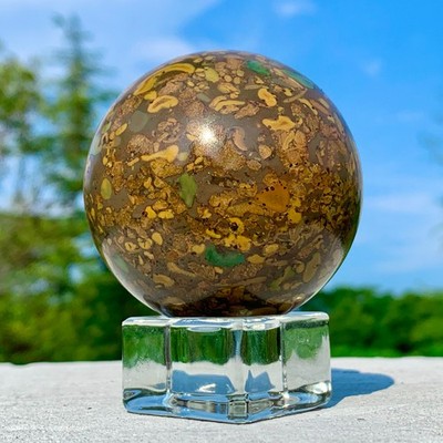 346G Natural Azo stone Sphere Crystal Healing Decor Quartz Reiki Ball