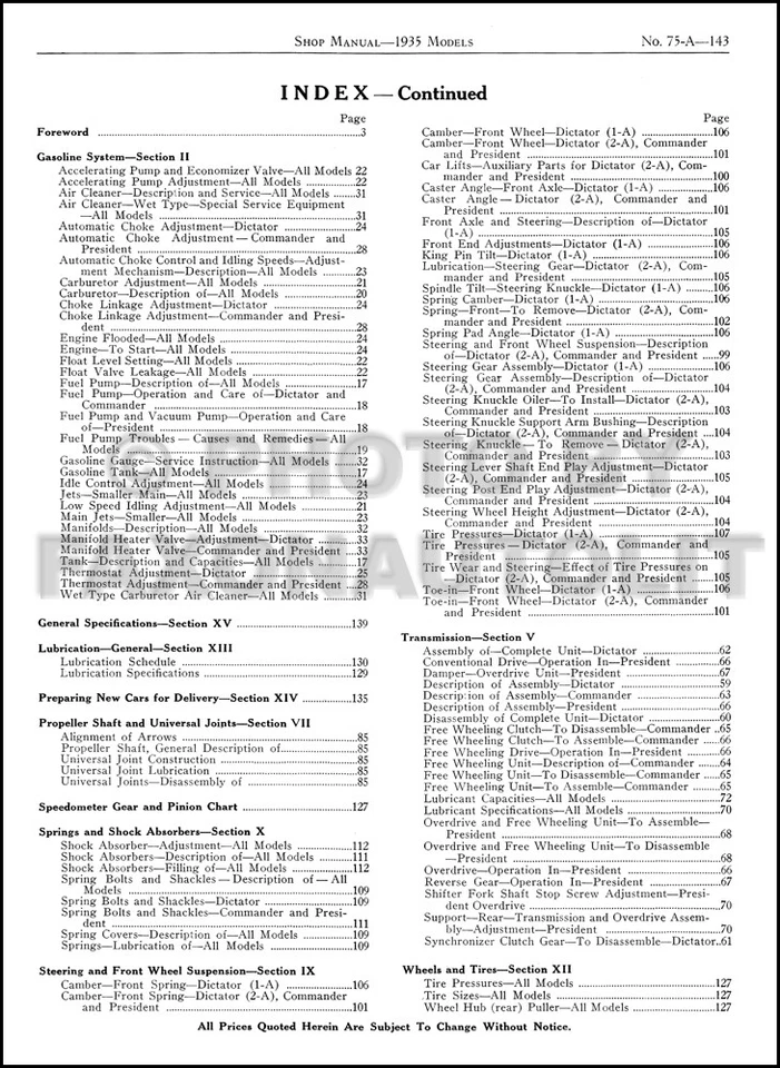 Studebaker Shop Manual 35 1935 Dictator Commander President servicio de reparación 6 8 Foto 3 de 4
