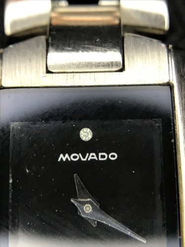 Vintage Movado Eliro 84-C1-455 Ladies Stainless Quartz Watch Black Face - Picture 2 of 12