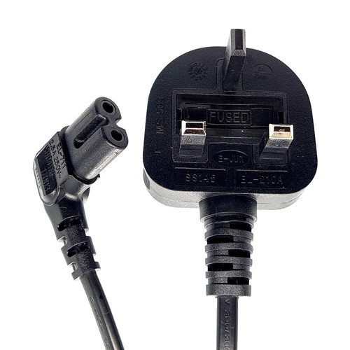 Figure Of 8 Samsung LG TV Power Cable, 2-Pin Right Angle IEC-C7 Cable 1M Meter - Picture 6 of 6