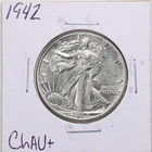 1942 50C Walking Liberty Half Dollar in Choice AU+ Condition #5127