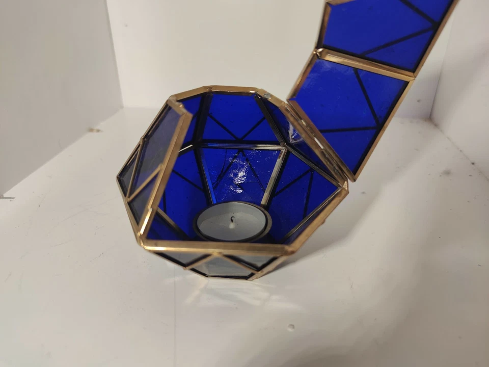 Vela luz nocturna vintage con base de vidrio púrpura y hierro (E1) Foto 2 de 4