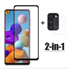 Panzerfolie für Samsung Galaxy A21S Echtglas für Display und Kamera Schutzglas