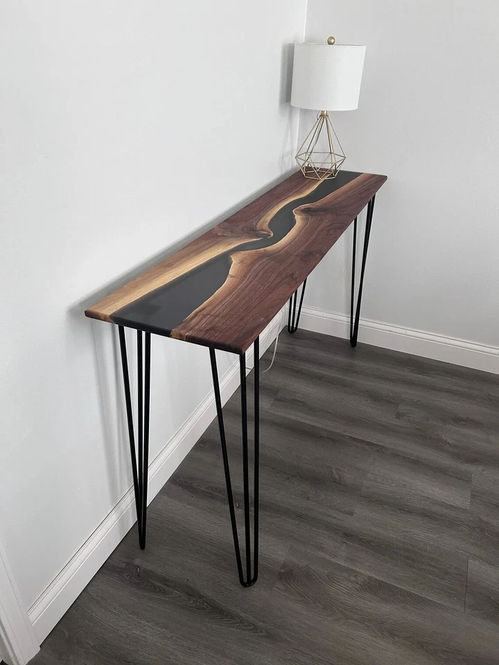 Console Table: Black Walnut Console Table, Epoxy River Console Table, Handmade - Image 2 of 4