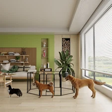 FunniHomi 40'' Height Panels Dog Playpen Outdoor, Foldable Dog Fence with Doors