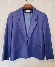Pendleton Women's Blazer Blue 100 Virgin Wool Pockets Career Size 12