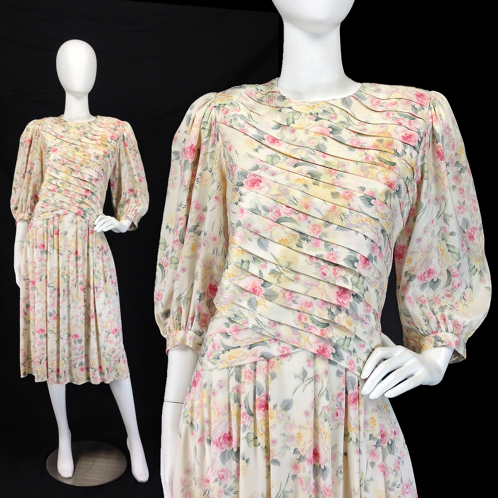 vintage 80s floral dress