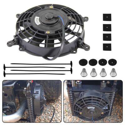 7'' Universal Slim Fan Push Pull Electric Radiator Cooling 12V Mount Kit Schwarz