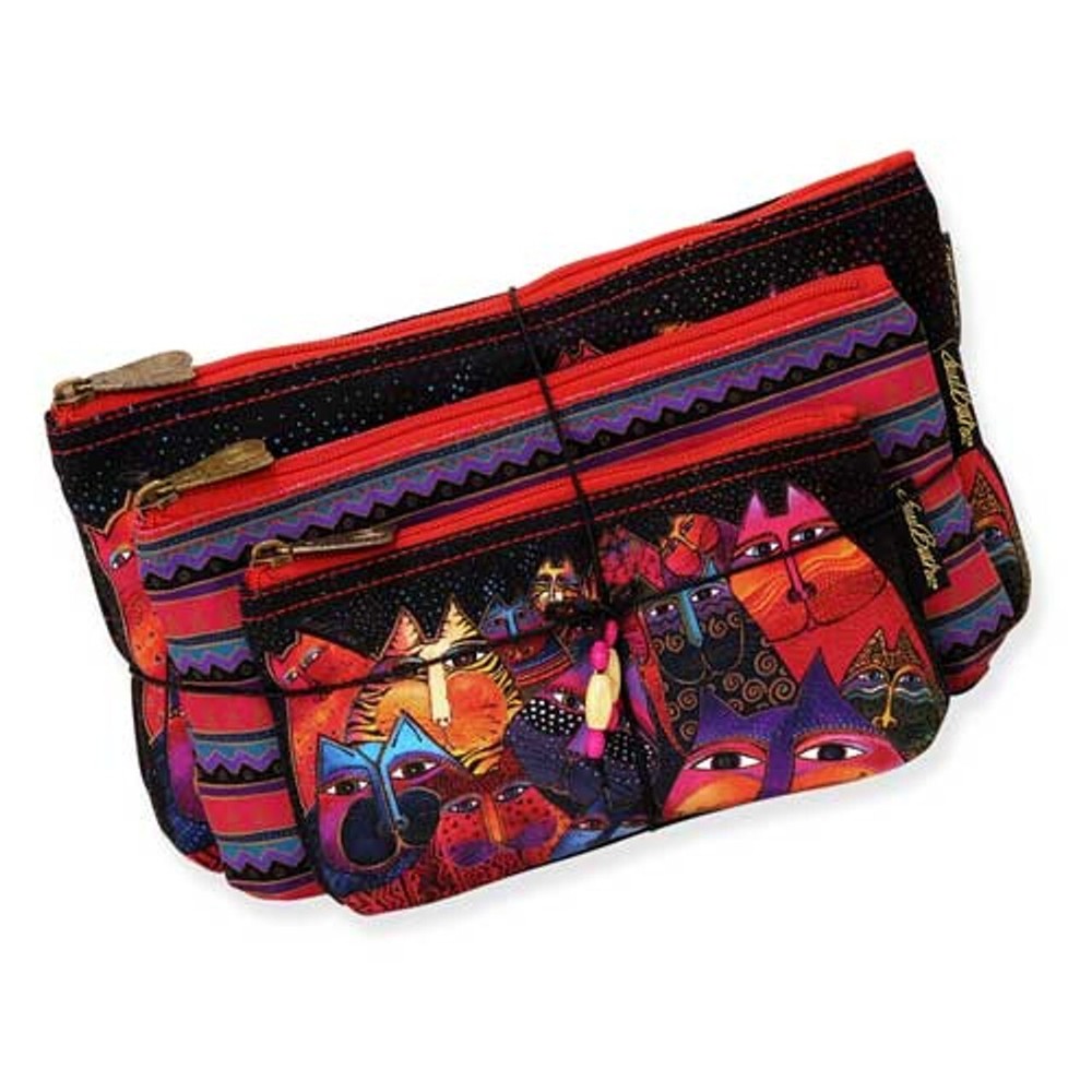 Laurel Burch Fantasticats 3 BAG SET of Cosmetic Bags - Cat Lover Bags LB5331-3PK