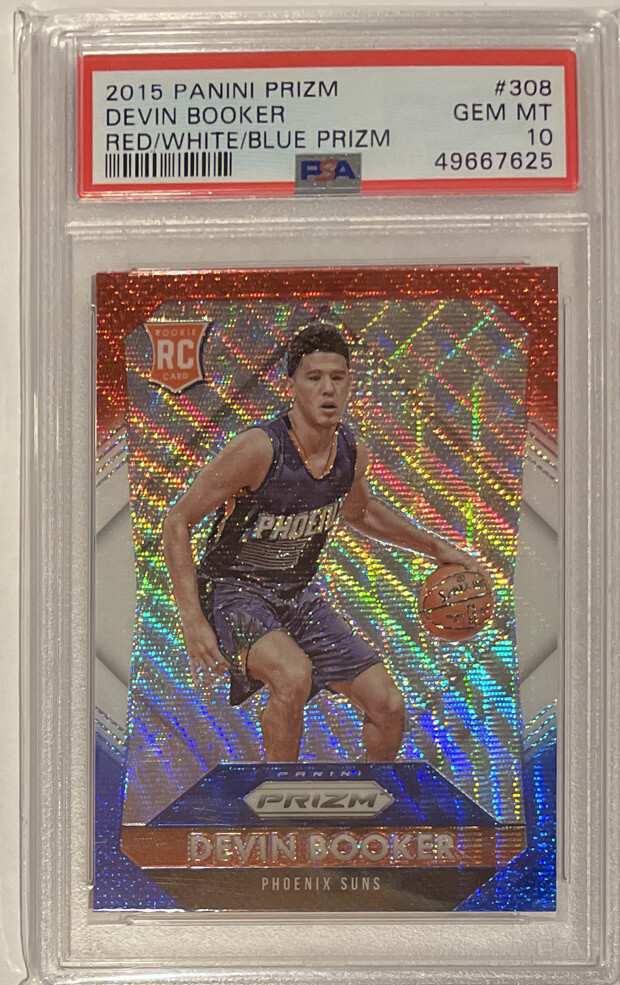 PSA10 ルーキー DEVIN BOOKER RC PRIZM LOW POP 2015 Prizm Devin Booker Rookie RC #308 Red White Blue PSA 10 GEM +