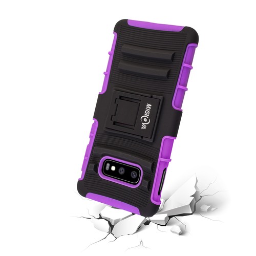 For Galaxy S10 Case S10e S10 Plus Case Heavy Dual Layer Cover Built-in Kickstand - Picture 12 of 29