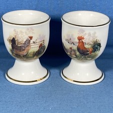 Lot of Two Porcelain Egg Cups w/ Chicken and ...
