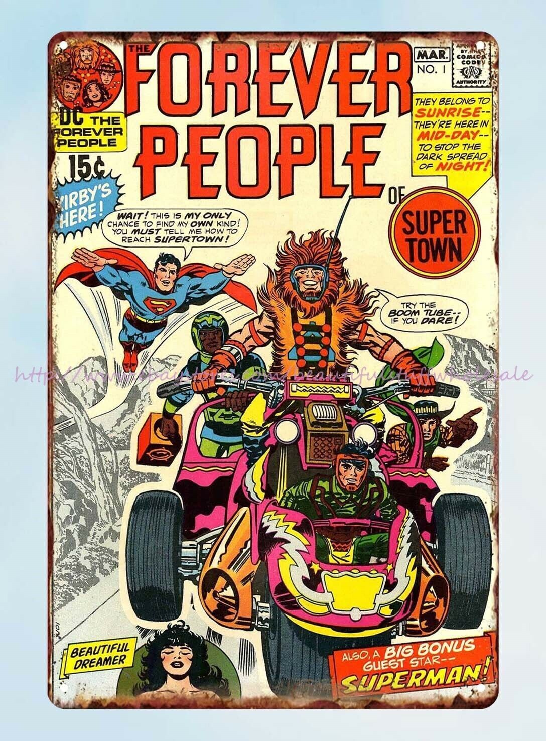 Forever People extraterrestrial superheroes 1971 vintage metal tin sign retro comic decor