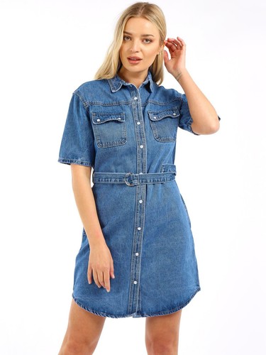 Womens Denim Dress Casual Shirt Dresses 