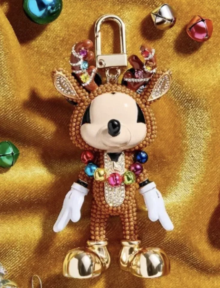 Disney Baublebar Mickey Mouse Reindeer Sparkle Keychain Charm Christmas New