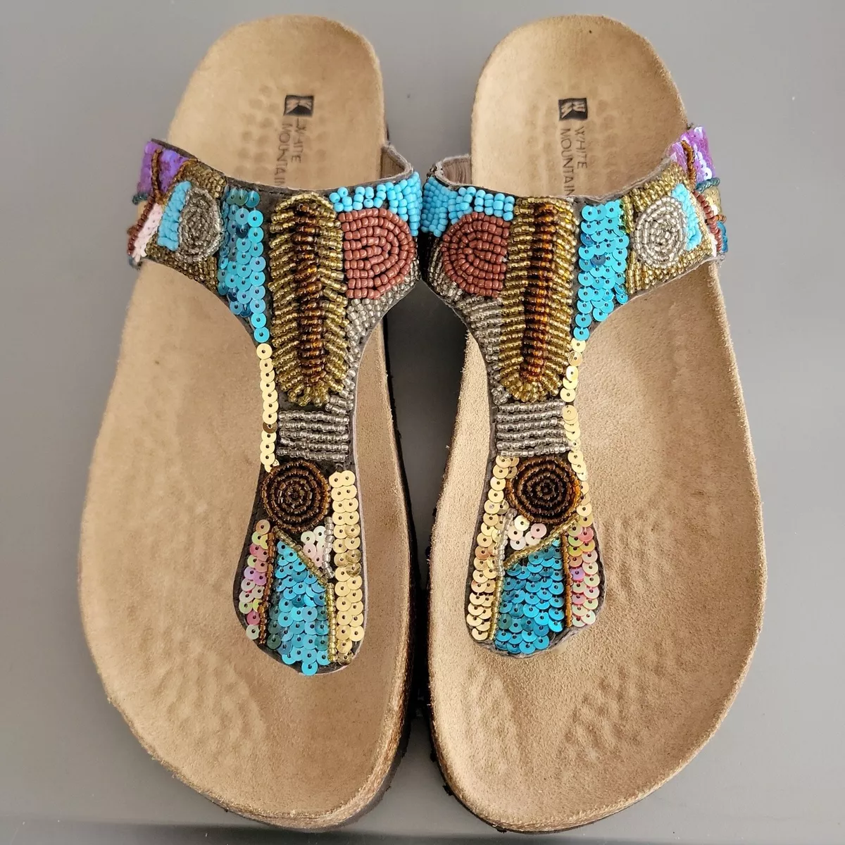 White mountain sequin sandals cheap