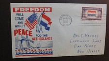 1943 Occupied Nations First Day Cover FDC Netherlands Washington DC Oak Ridge NJ