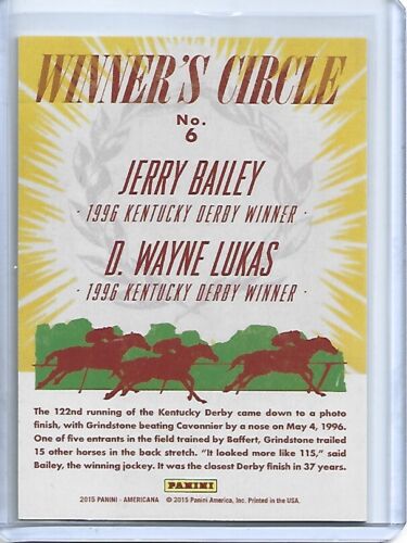Jerry Bailey/D. Wayne Lukas-2015 Americana Winner's Circle Combos GOLD #6 - Picture 2 of 2