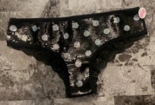 NWT VICTORIA'S SECRET PINK S POLKA DOT SEQUIN BLING LACE RARE HIPSTER PANTIES