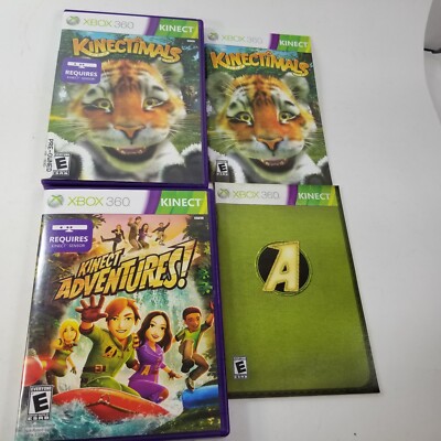 Kinect Adventures & Kinectimals (Xbox 360)  KINECT Complete w/ Manual CIB Lot 2x