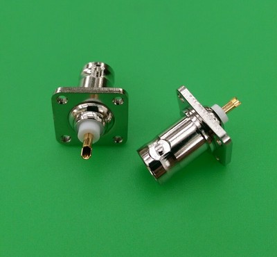 (2 PCS) BNC Female w/4 hole Flange Panel Chassis Mt Solder Connector -USA Seller