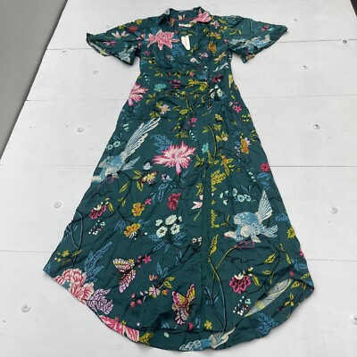 maeve dress green Maeve Trim Jersey Midi Dress-Rich Emerald, Blossom Scatter