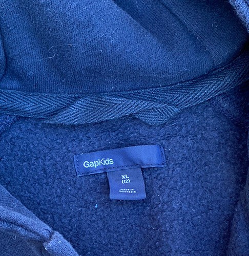 Gap Kids Size XL Fleece Cardigan Navy Blue/Yellow Letters Battersby Park - Picture 3 of 4