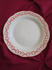 Red Bow Border Ceramic Appetizer Plates 7.5in Set of 4 by Eaton Fine Dining New