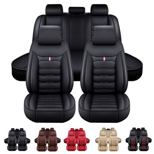 Leatherette Front Car Seat Covers Full Set Cushion Protector Universal 4 Season - Picture 1 of 19