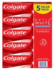 Colgate Optic White Advanced Teeth Whitening Toothpaste, Sparkling White 5PK