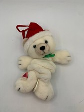 Vintage 1986 Dakin Bear Pull Down Musical Plush Toy Cuddles White Hat Christmas