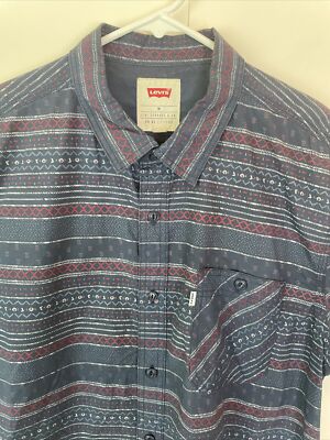 Mens Levis Button Front Shirt Sz Medium White Label Vtg Geometric
