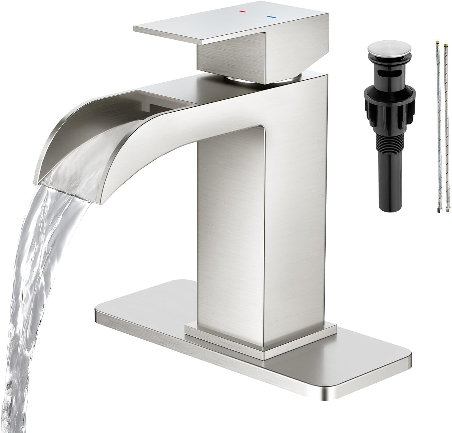 Wide Open Spout Waterfall Bathroom Faucet Single Handle,Single Hole Bathroom