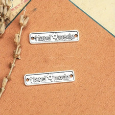 Handmade Label Metal Tags 25mm Vintage SILVER Labels for Handmade Crafts UK