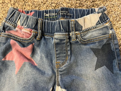Gap Kids 8 Pull On Skinny Jeans Red White & Blue Stars Texas America - Picture 3 of 6