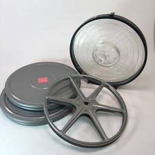 LOT 4 Vtg 8mm film movie, 2 empty cans, 1 reel, 1 standing can QUIK-LOAD reel