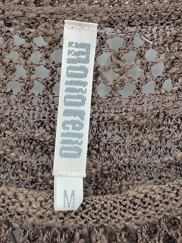 Suéter Monoreno Mujer Mediano Marrón Tejido Abierto Manga Larga Boho Festival Artístico Foto 3 de 4