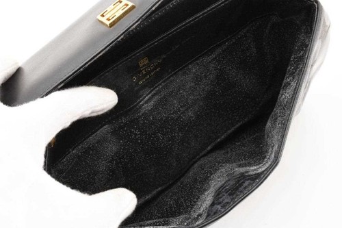 Givenchy shoulder bag in gold hardware and calf leather in black USED FROM JAPAN - Picture 9 of 12