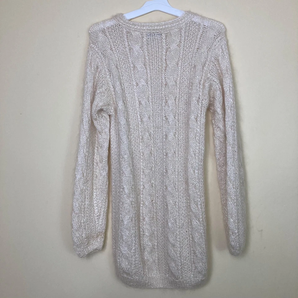 Vestido Suéter Linda Allard para Ellen Tracy Para Mujer P Pequeño Tejido con Cable Crema Foto 2 de 4