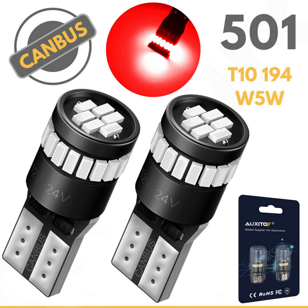 2 PCS Red T10 168 194 2825 Brake Stop Tail light LED Parker Wedge Dome Lamp Bulb