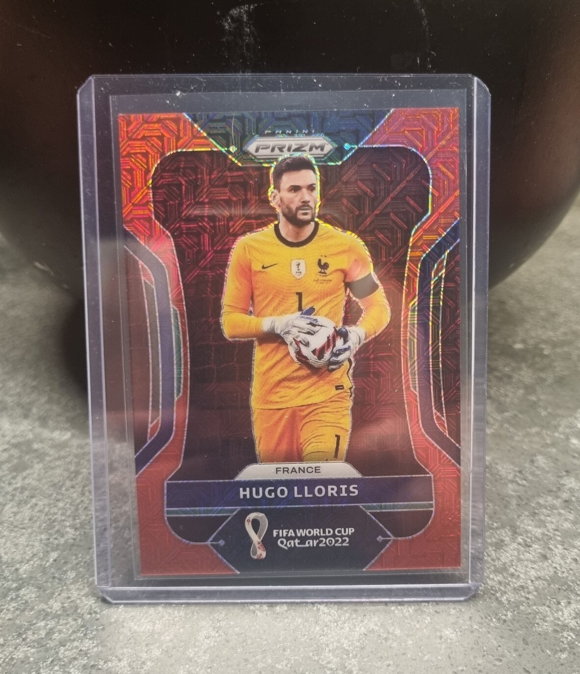 2022 Panini Prizm World Cup Soccer #98 Hugo Lloris Red Mojo /99
