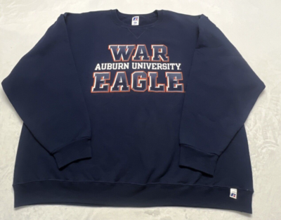 VTG War Eagle Auburn Tigers Sweatshirt Mens 2XL Blue Crew