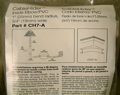 LOT OF 8 PKS ~ Mono-Systems CableHider 2-Piece Almond Inside Elbow ~ NEW #CH7-A