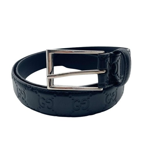 GUCCI Belt Gucci Shima 474313 Black Leather Authentic From Japan