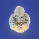 Guardian Angel Fenton Crystal/ Frosted Glass With Aquamarine Colored Jewel
